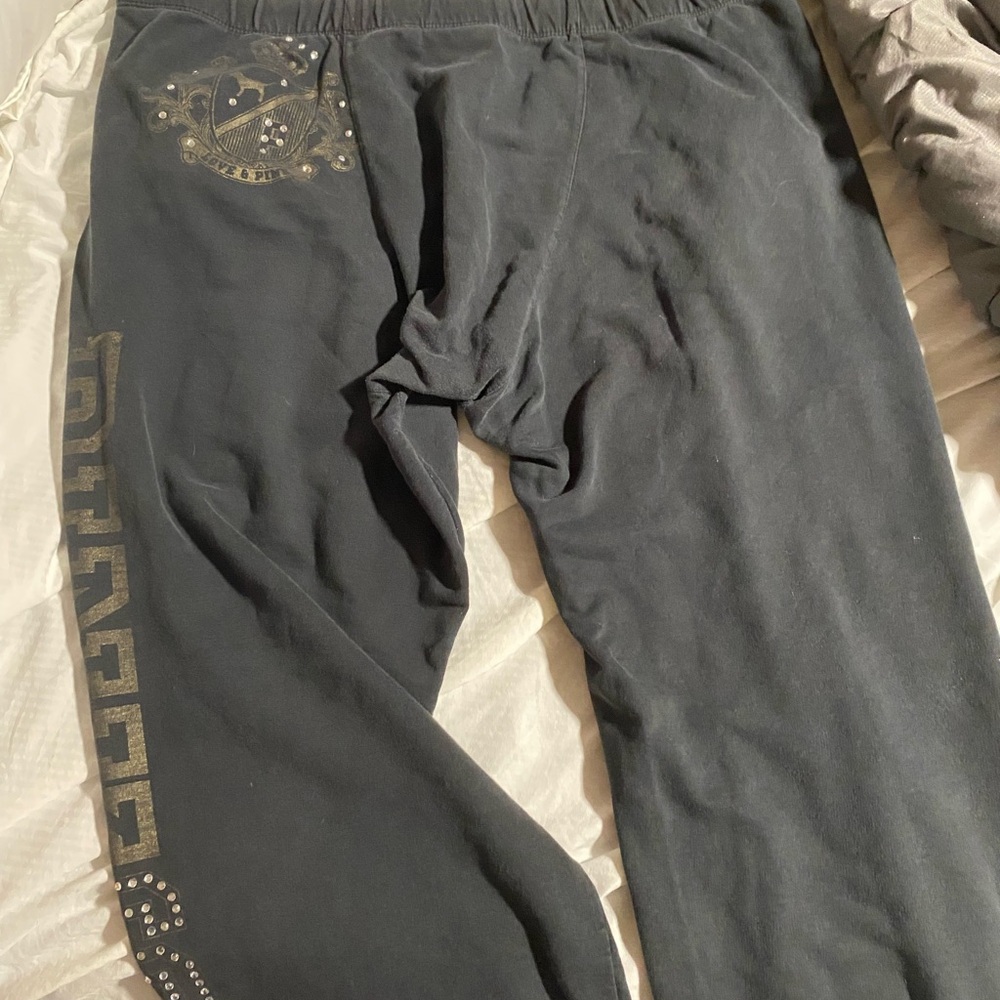 PINK Victoria's Secret Black and Gold sweatpants  with Elegant Detailing